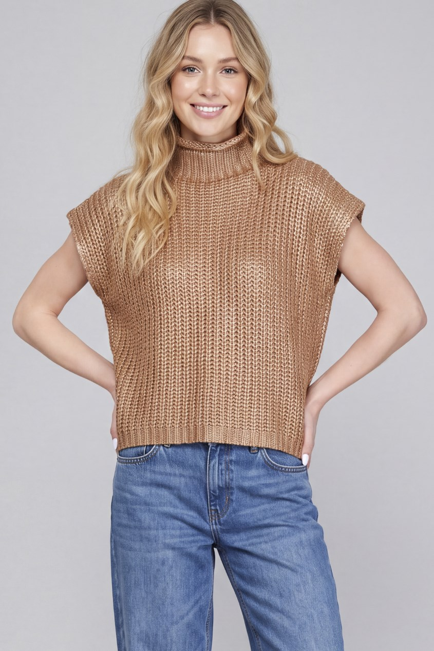 The Golden Hour Metallic Sweater Top
