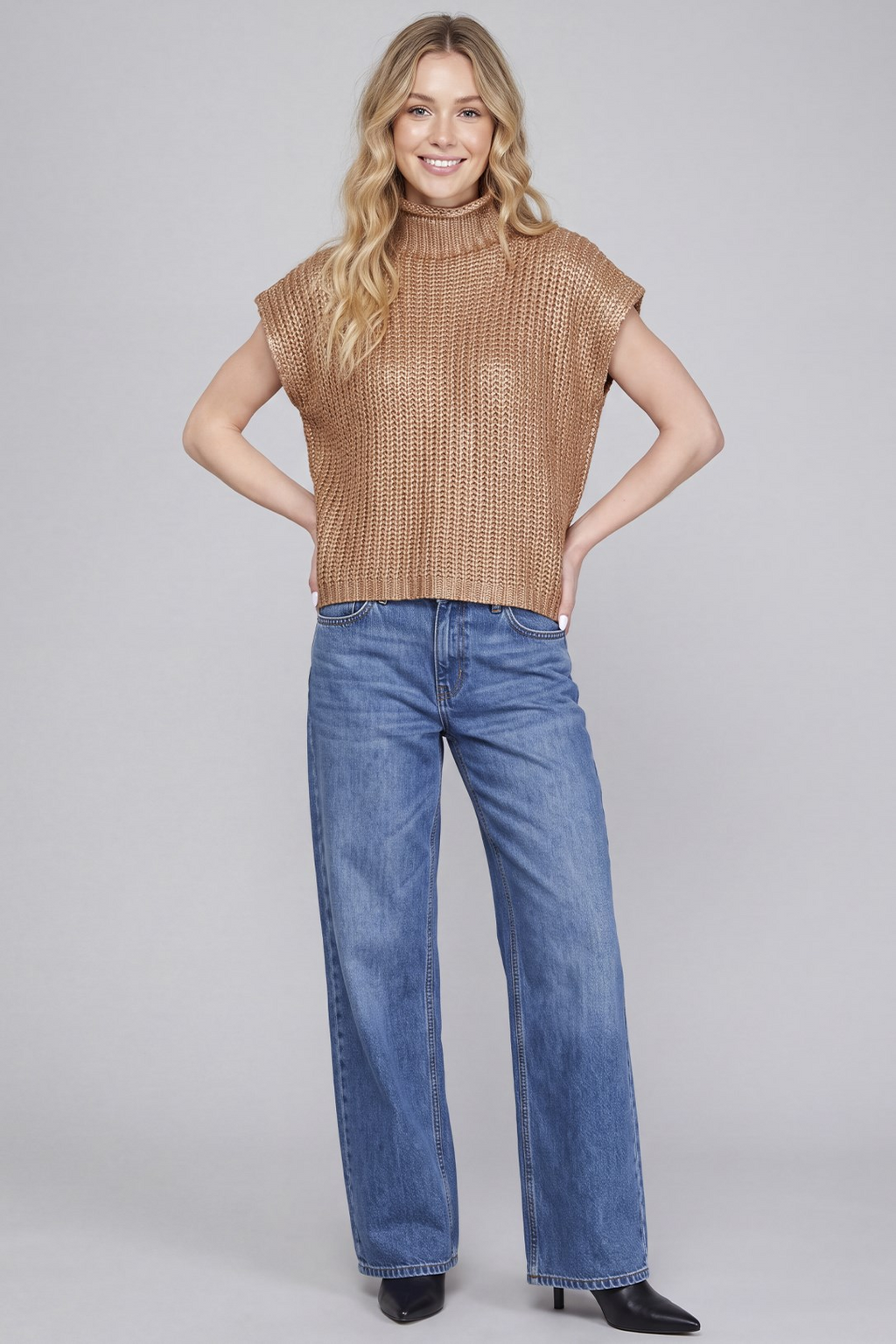 The Golden Hour Metallic Sweater Top