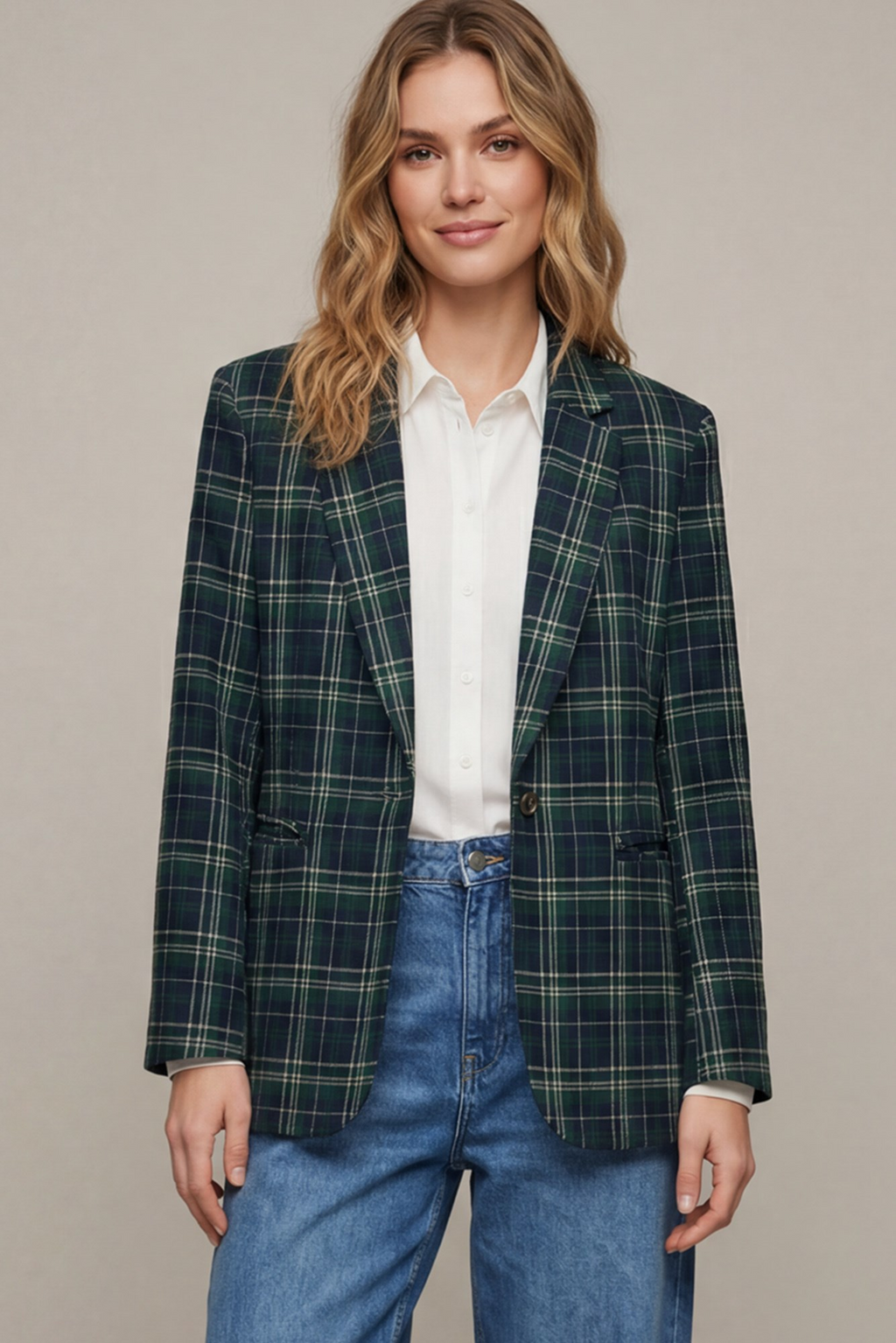 The Evergreen Edit Plaid Blazer