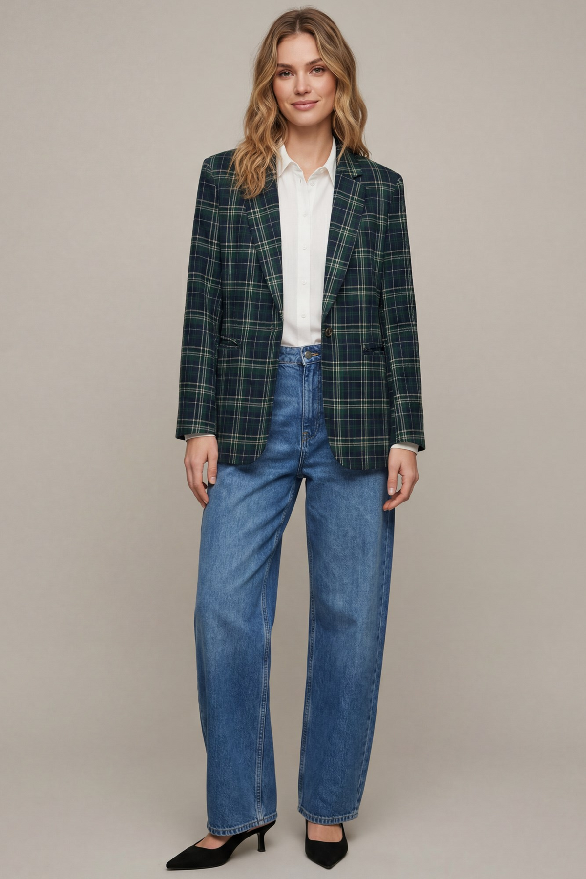The Evergreen Edit Plaid Blazer