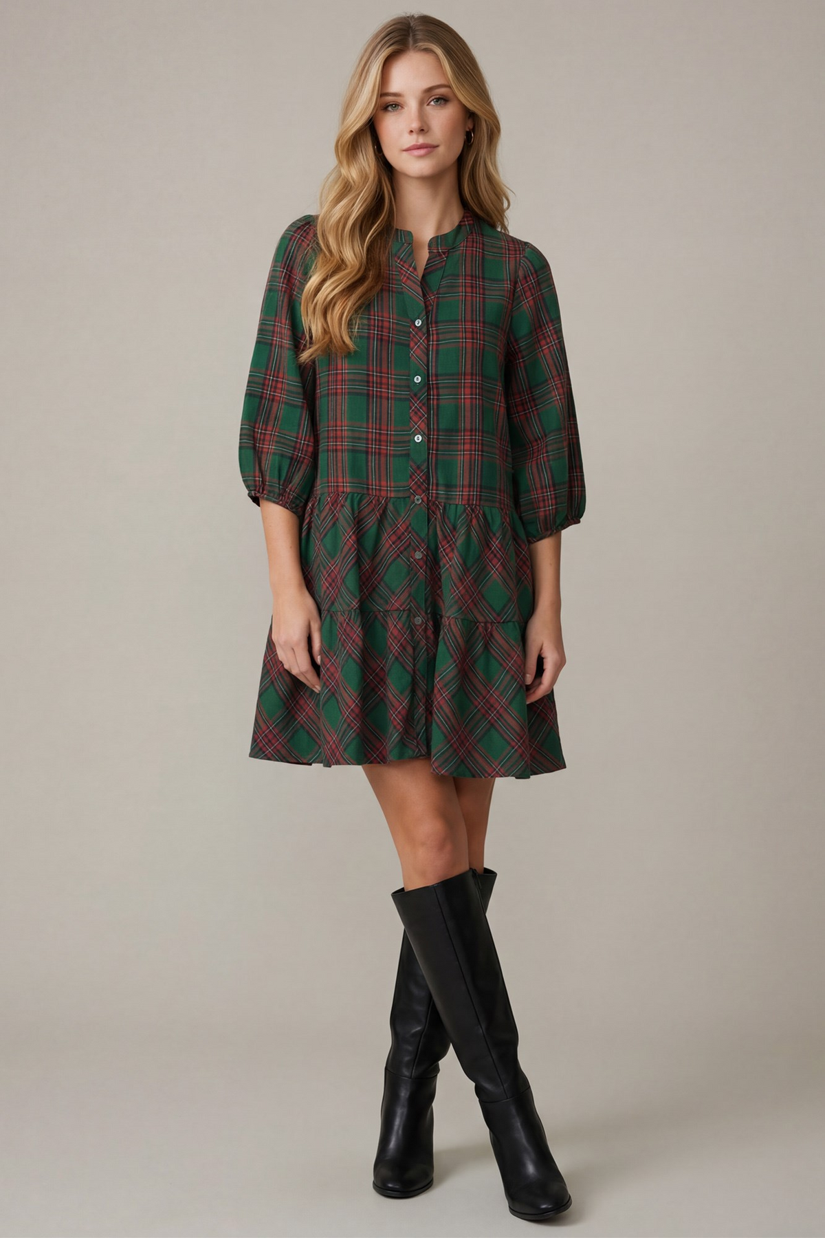 The Mistletoe & Merry Plaid Dress