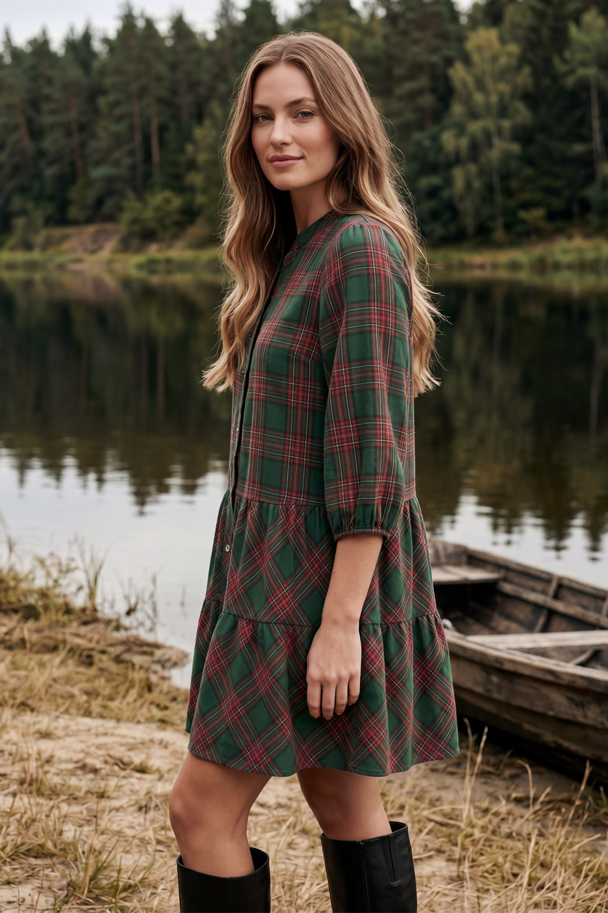 The Mistletoe & Merry Plaid Dress