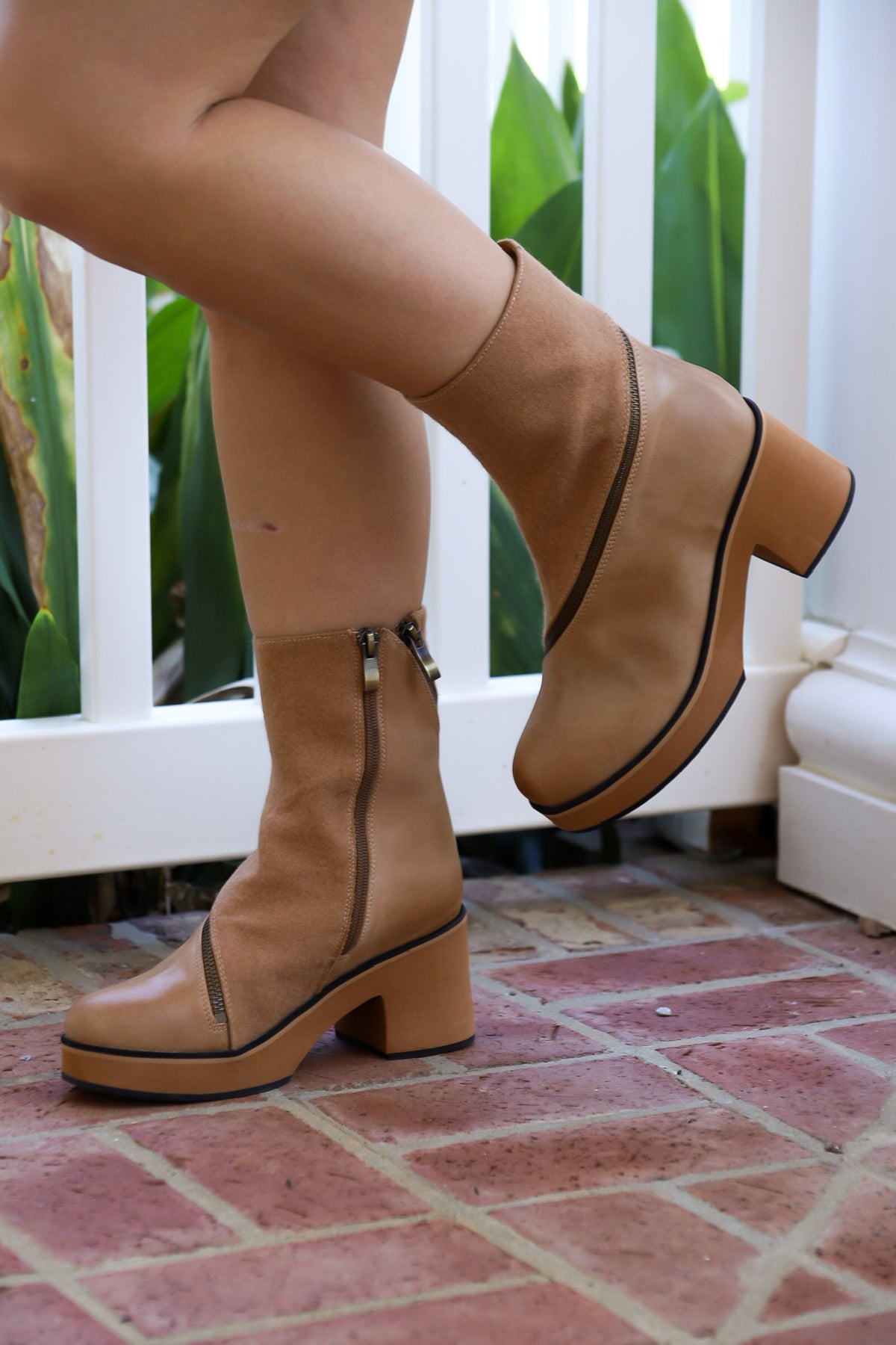 taupe booties zip up detail taupe booties with zip up detail brown wedge booties