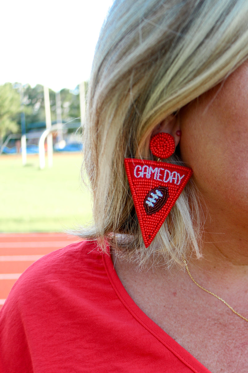 GAME DAY Football Triangle Earrings