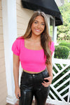Pink Cropped Sweater Top
