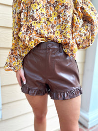 Ruffle Faux Leather Shorts