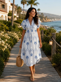 Palm Paradise Dress in Blue